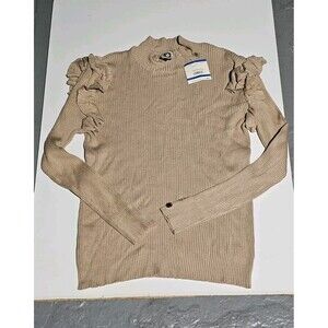 New ANNE KLEIN Women's Metallic Long Sleeve Mock Neck Sweater Size XL